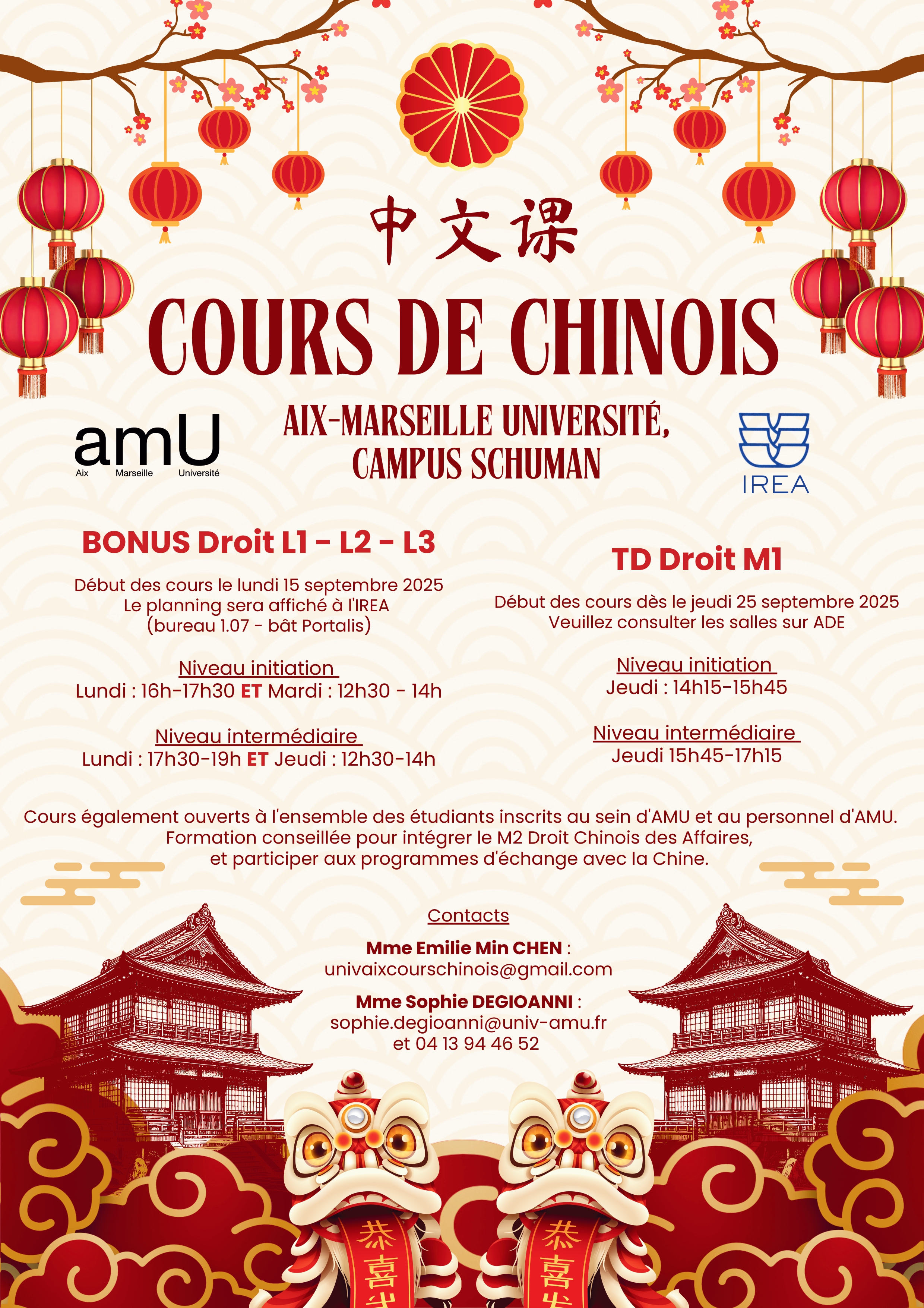 Affiche Cours de Chinois 2025